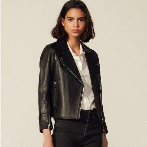 Sandro veinarde store leather jacket